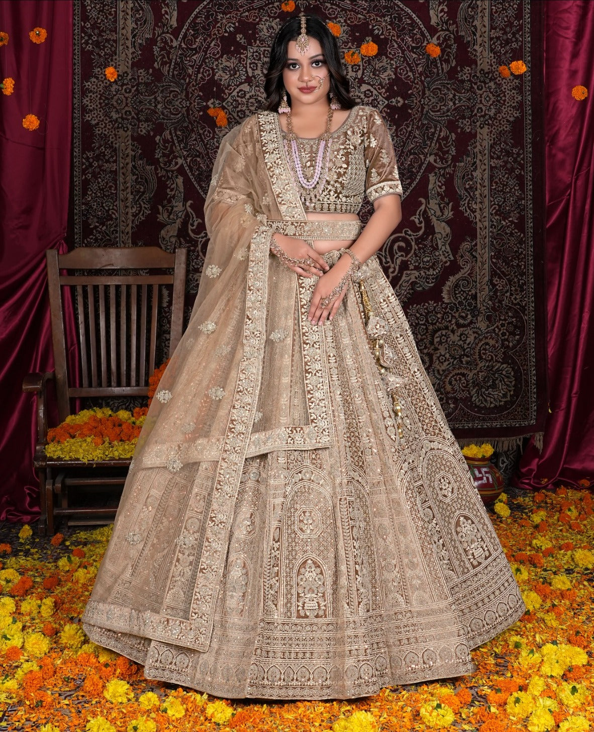 Latest Semi Stitched Velvet Lehenga Choli