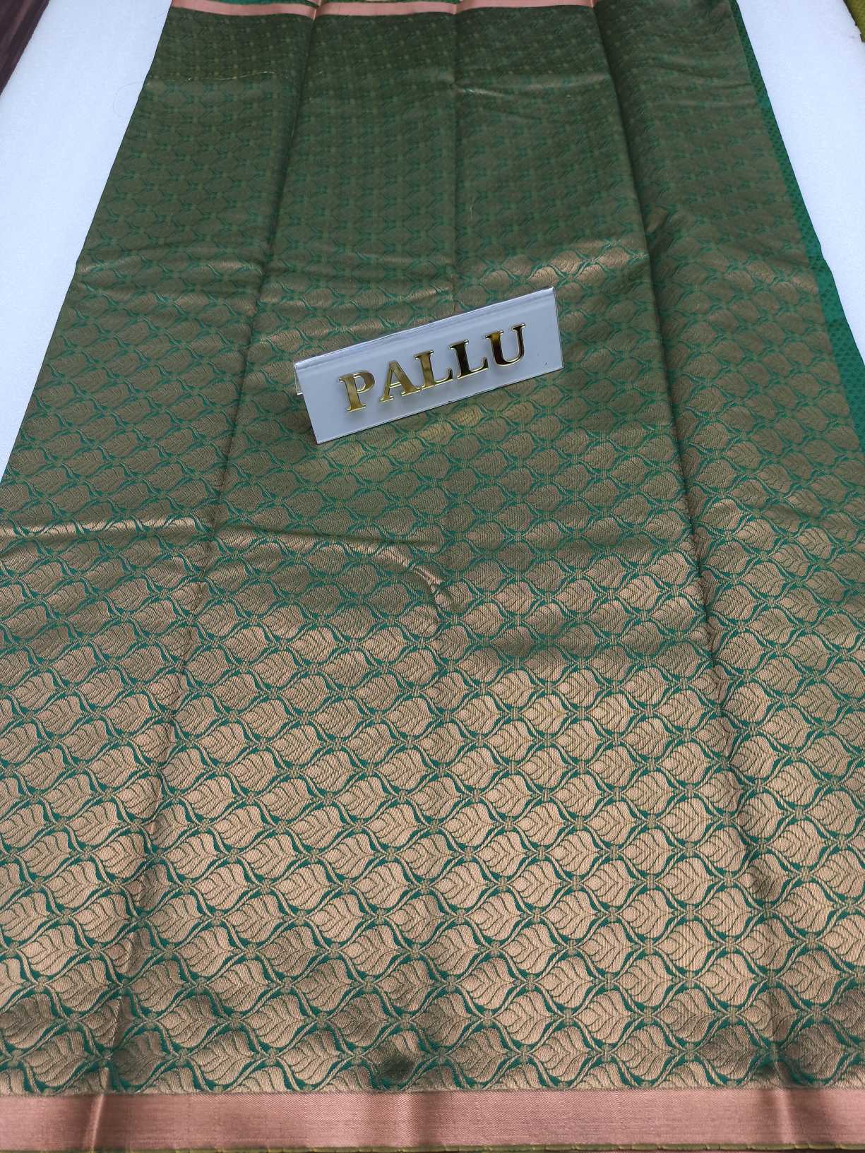 Green , Brocad Copper Zary, Art Silk Handwoven Wedding Festival Heavy Border Saree