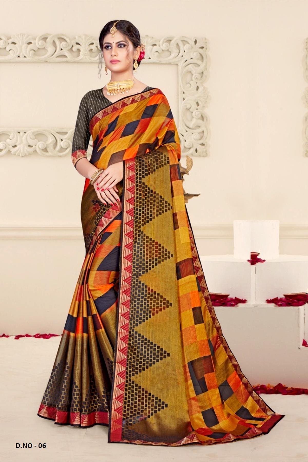 SUDARSHAN SILKS FANCY BROSSO WITH BORDER SAREE