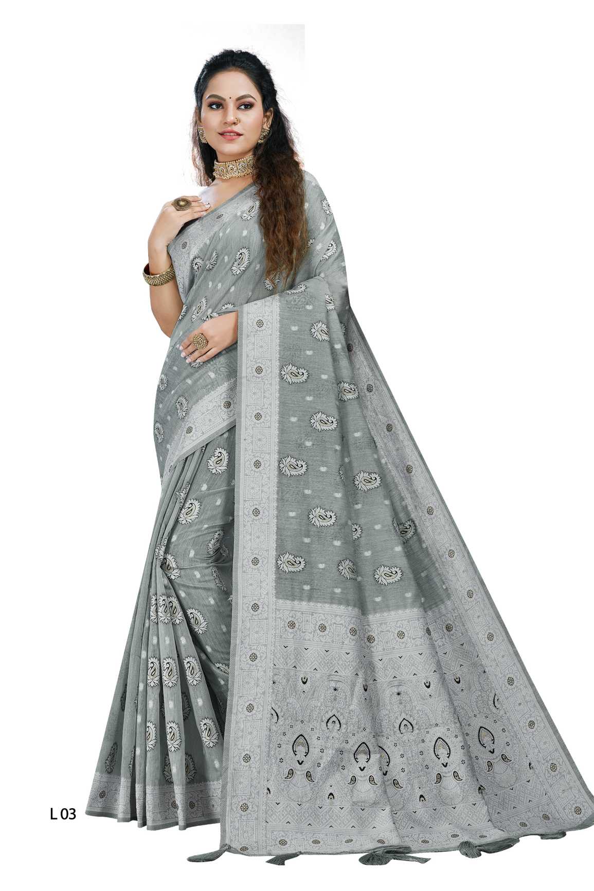 LATEST COTTON SILK SAREE WITH MEENA WORK