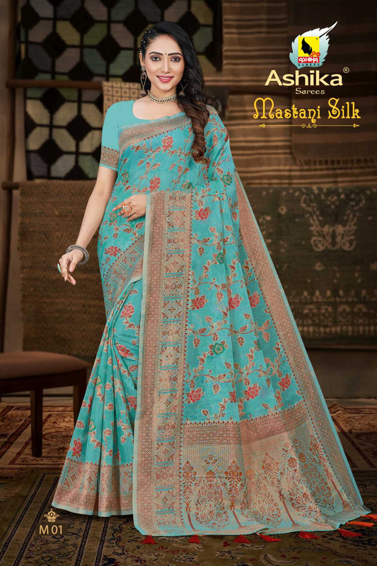 LINEN SILK SAREE WITH RICH PALLU MEENA WORK