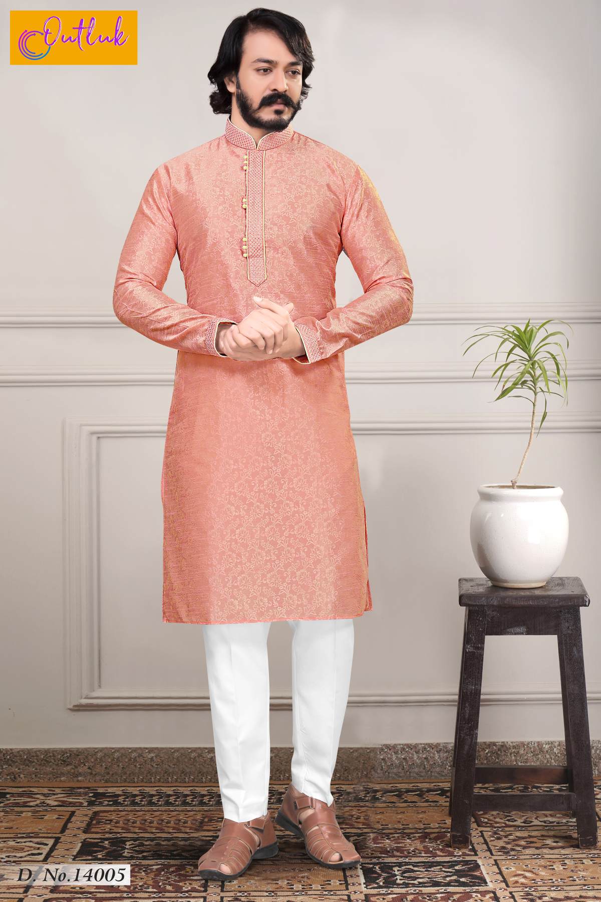 Sudarshan Silks Pure Jequard silk Kurta Pajama