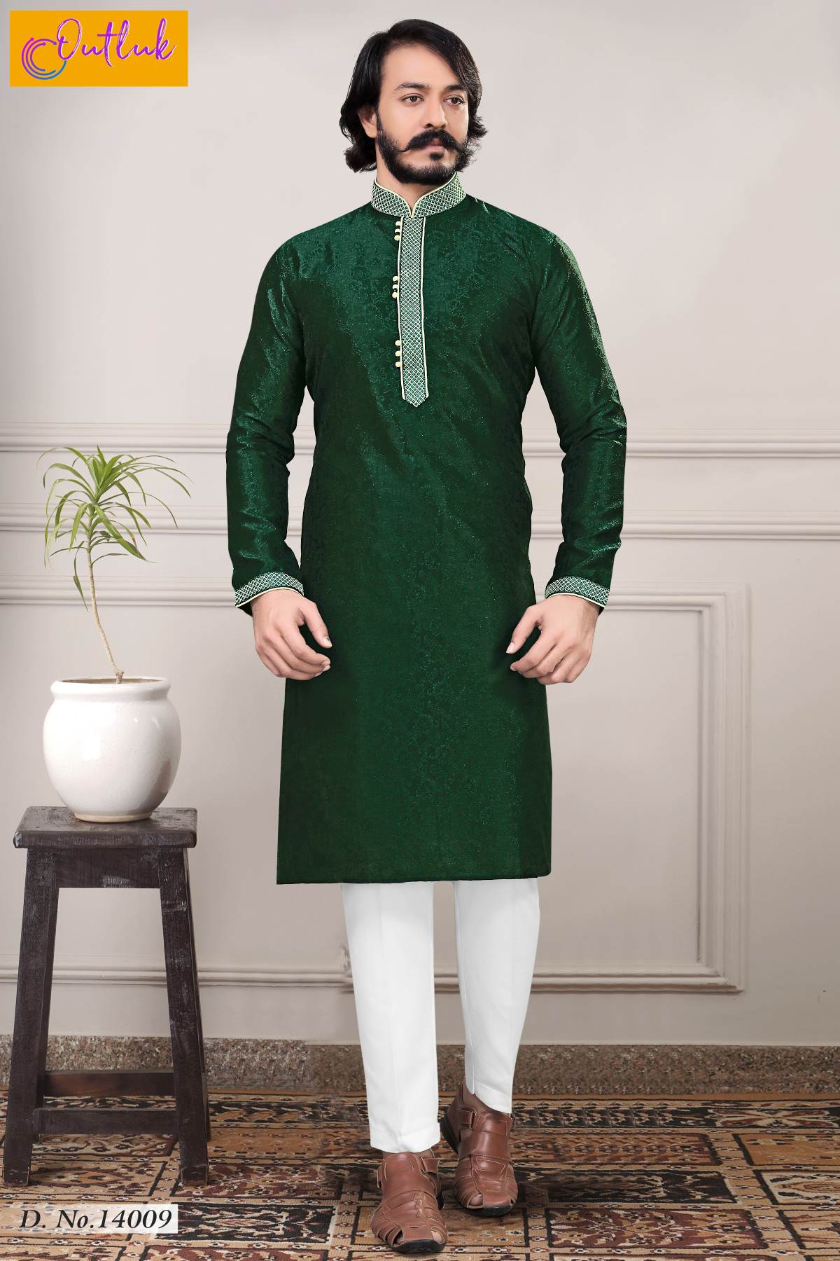 Sudarshan Silks Pure Jequard silk Kurta Pajama