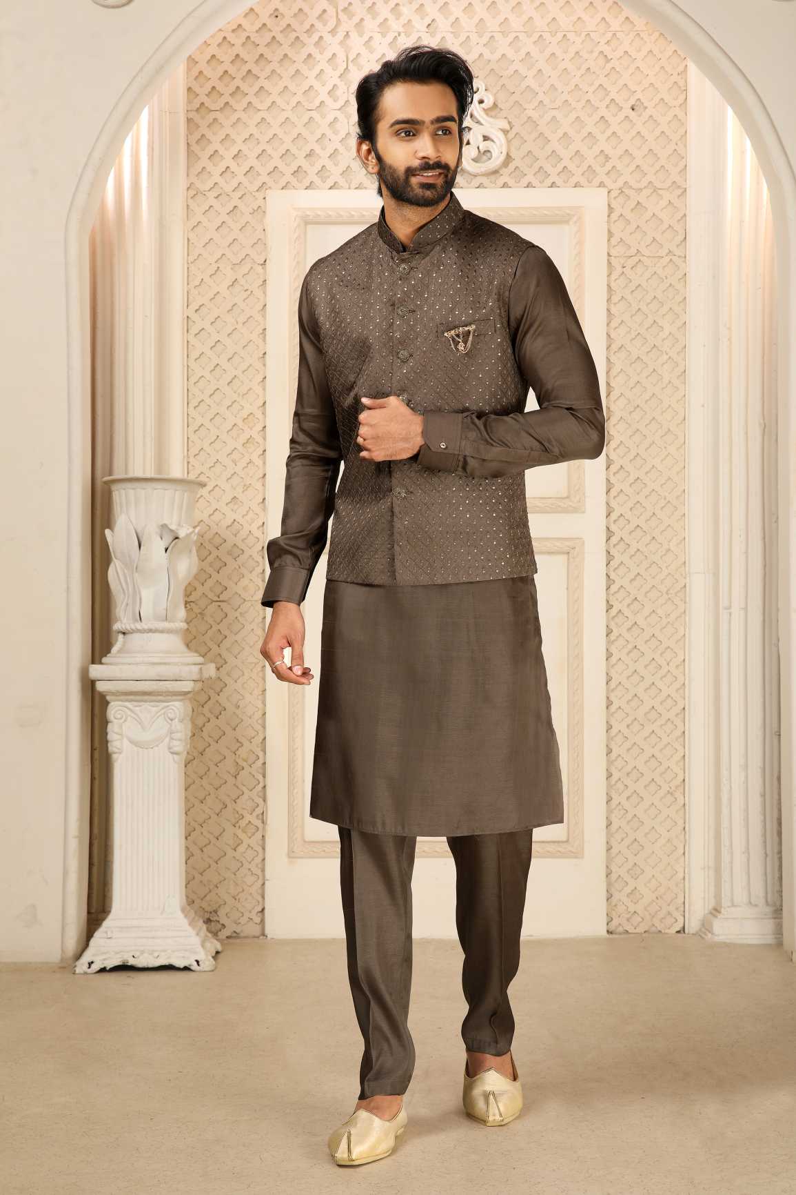 Buy Maroon Self Design Bandhgala Jacket Online in India @Manyavar - Nehru  Jacket for Men