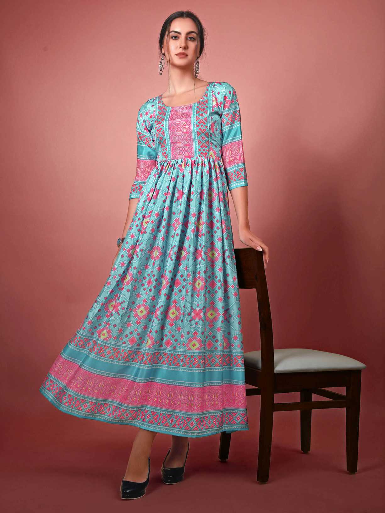 All Season Designer Sky Chinon Western Kurti