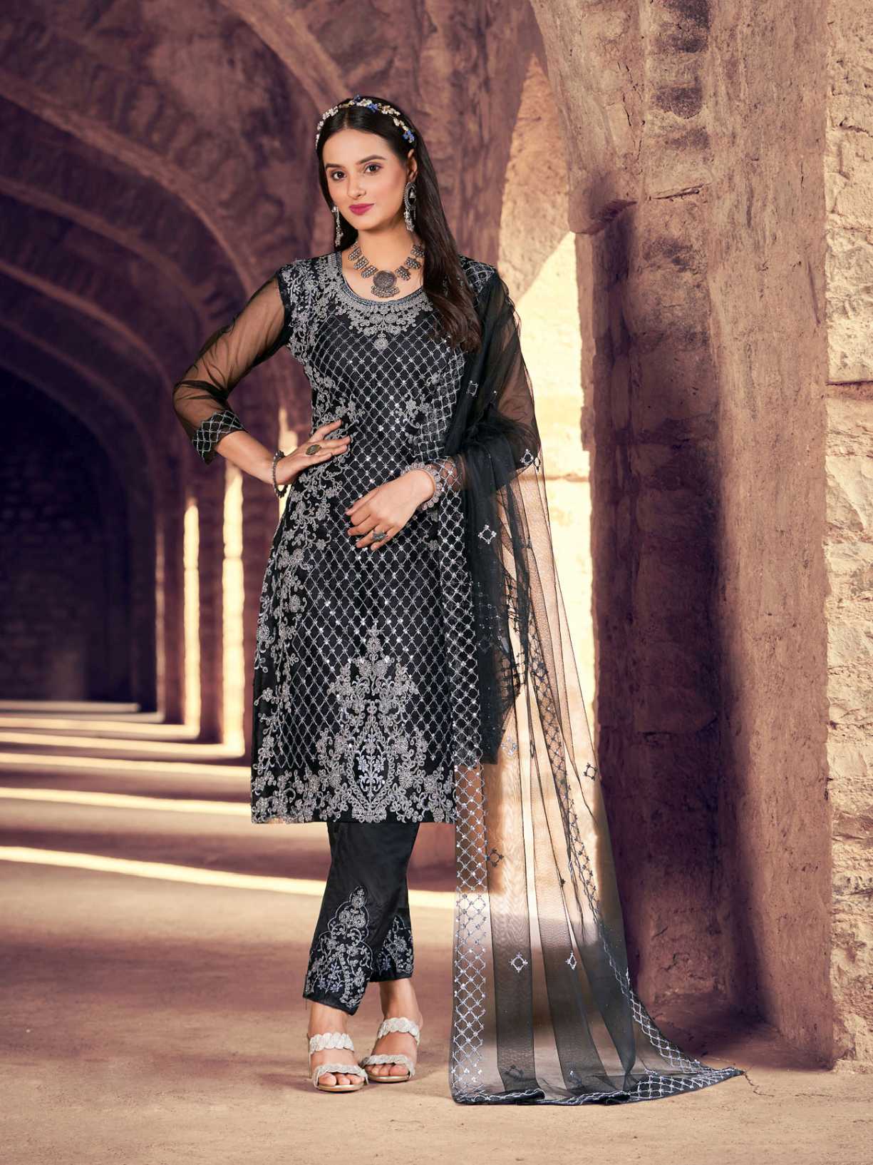 Latest Designer Partywear Semi Stitched Salwar Straight Cut