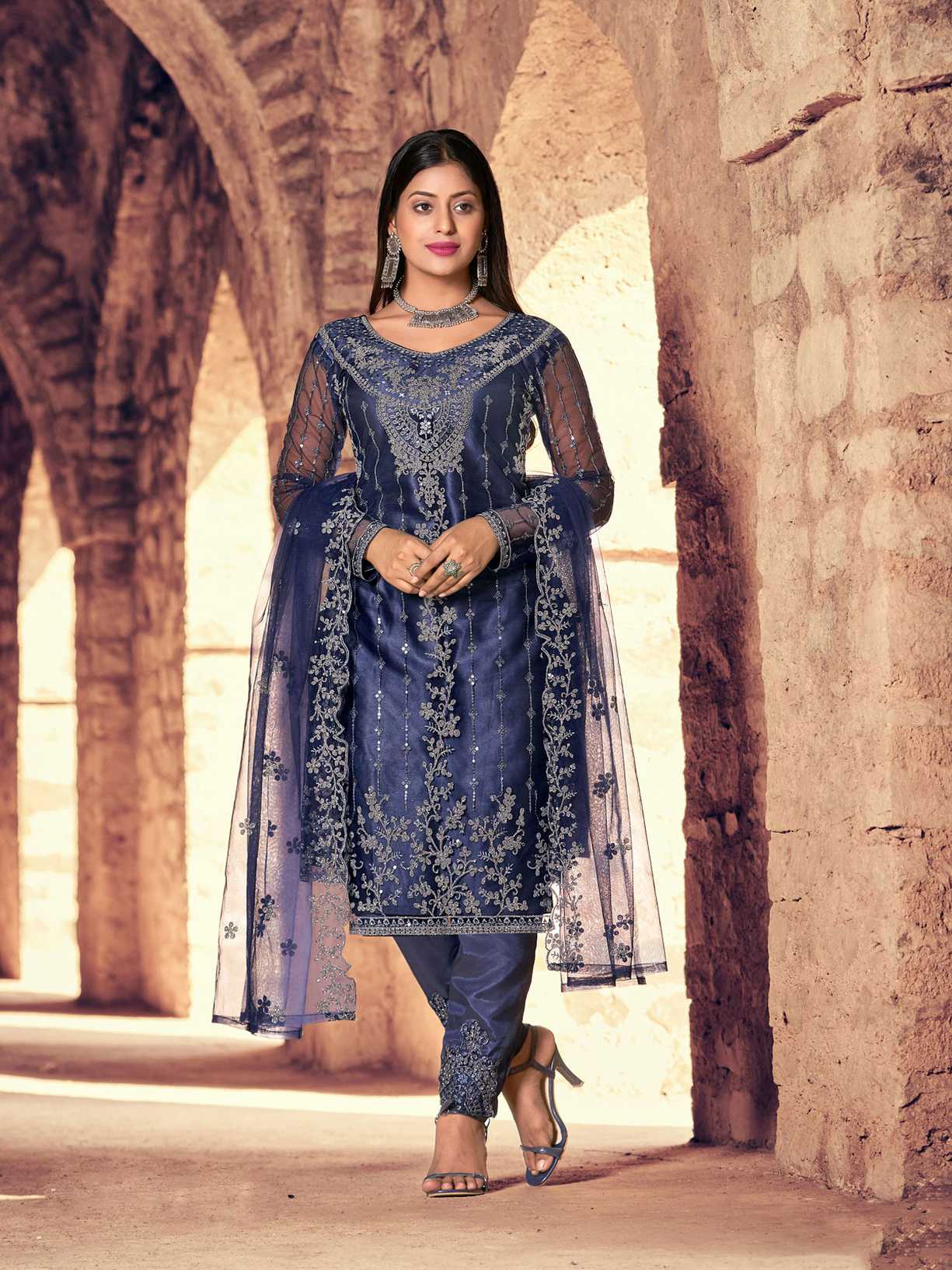 Latest Designer Partywear Semi Stitched Salwar Straight Cut