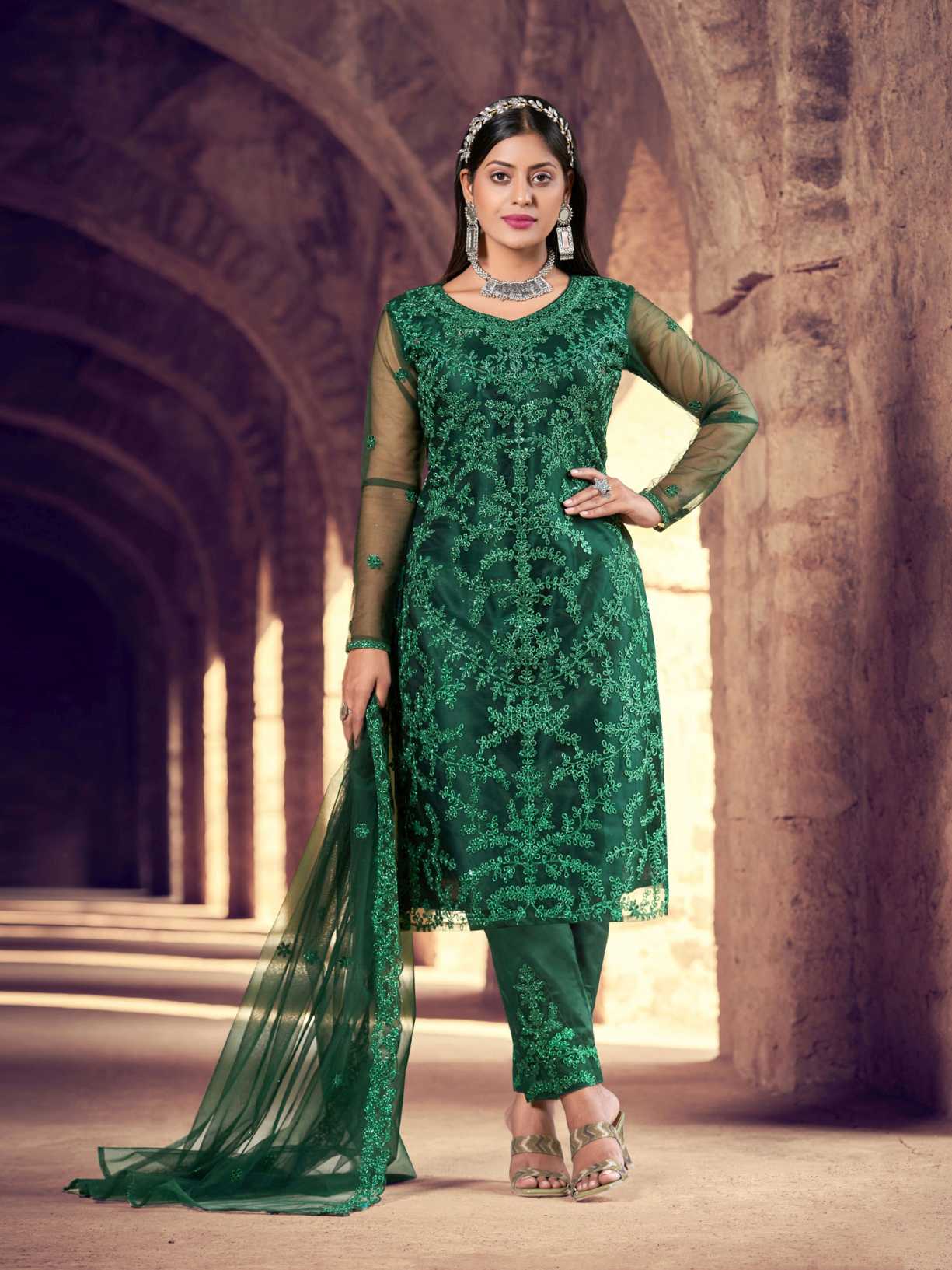 Latest Designer Partywear Semi Stitched Salwar Straight Cut