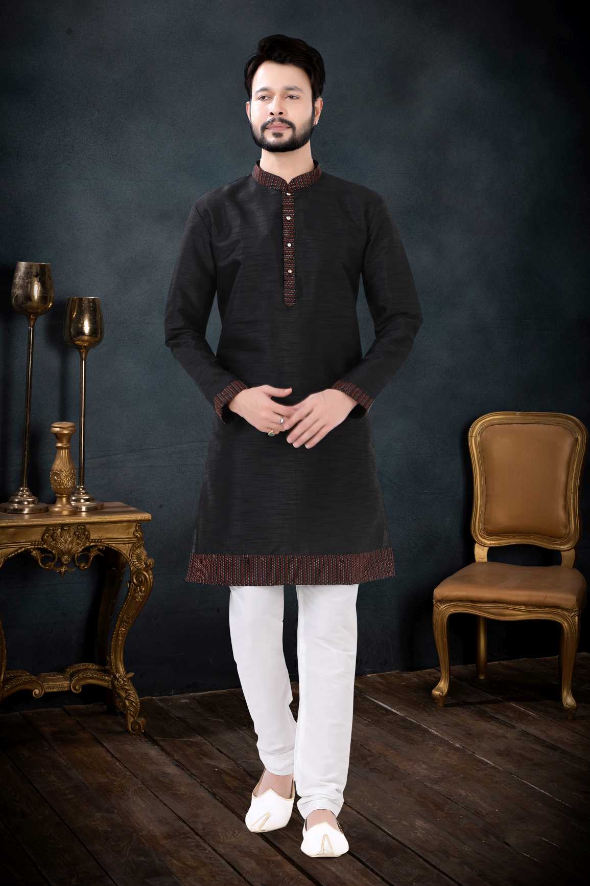 New Latest Indowestren Kurta - Black