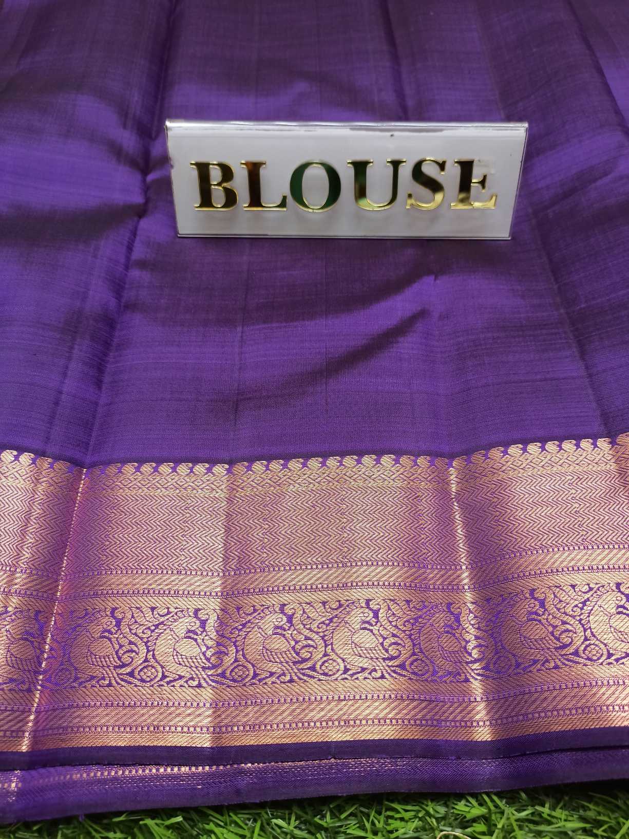 Purple KANCHI Pure silk  Handwoven Wedding Festival Heavy Border Saree