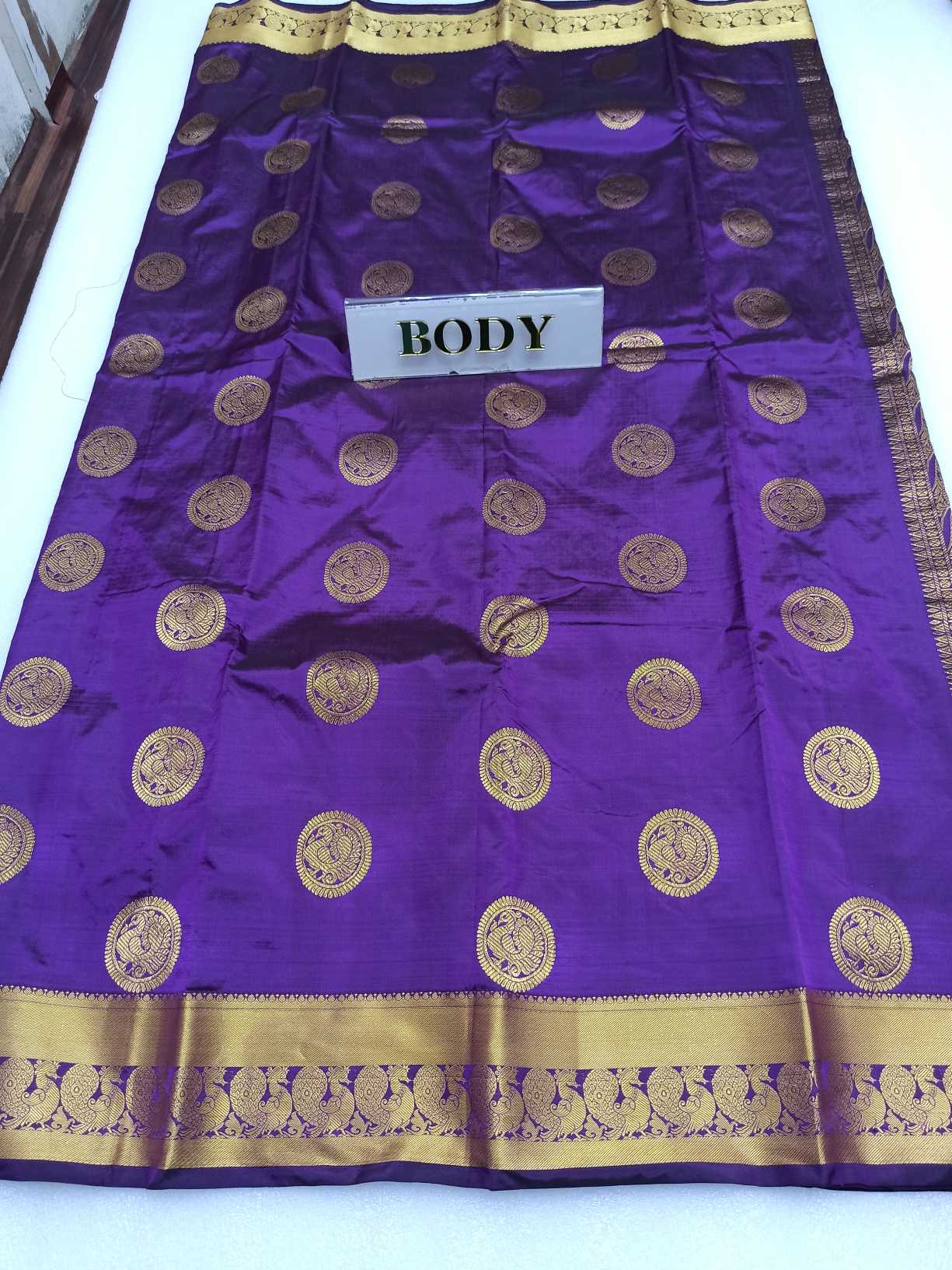 Purple PURE SILK KADIAL, Handwoven Wedding Festival Heavy Border Saree