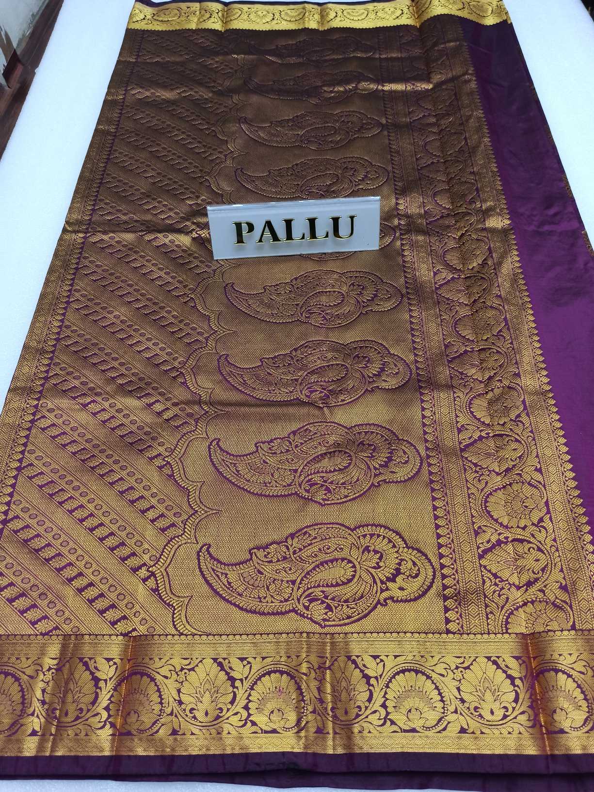 Purple PURE SILK KADIAL, Handwoven Wedding Festival Heavy Border Saree