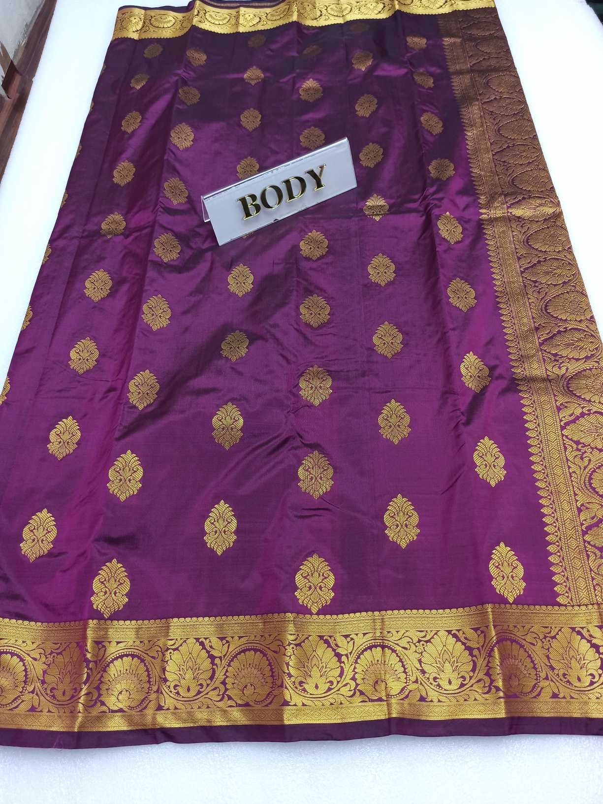 Purple PURE SILK KADIAL, Handwoven Wedding Festival Heavy Border Saree