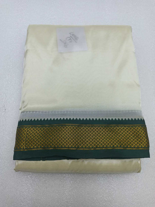 Raw silk Dhothi 8 yards dothi X 4yards shalya, Ganga Jamuna 1 cm Border .