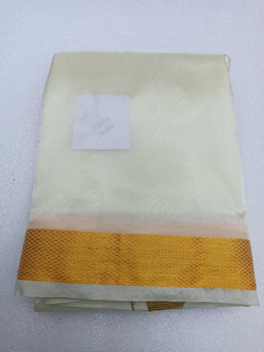 Raw silk Dhothi 8 yards dothi X 4yards shalya 1 cm Border, Gold Jari