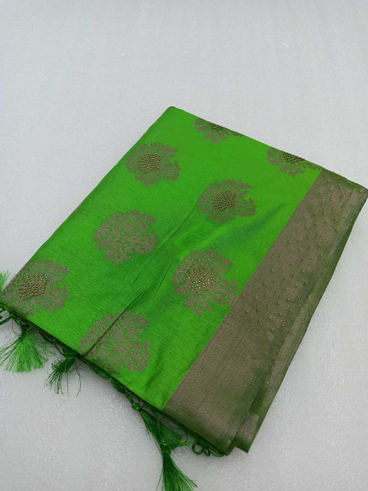 Raw Silk saree With Stone Work