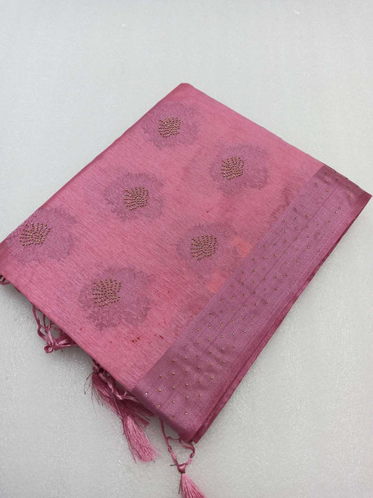 Raw Silk saree With Stone Work