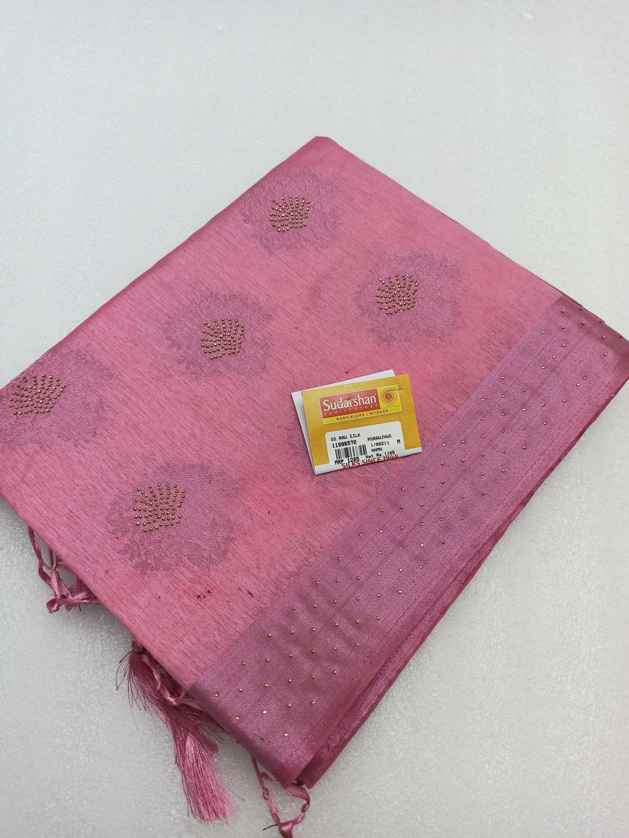 Raw Silk saree With Stone Work