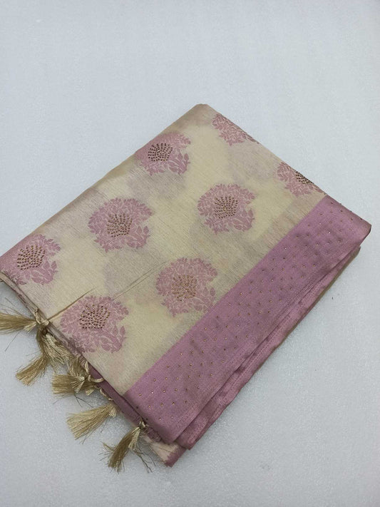 Raw Silk saree With Stone Work