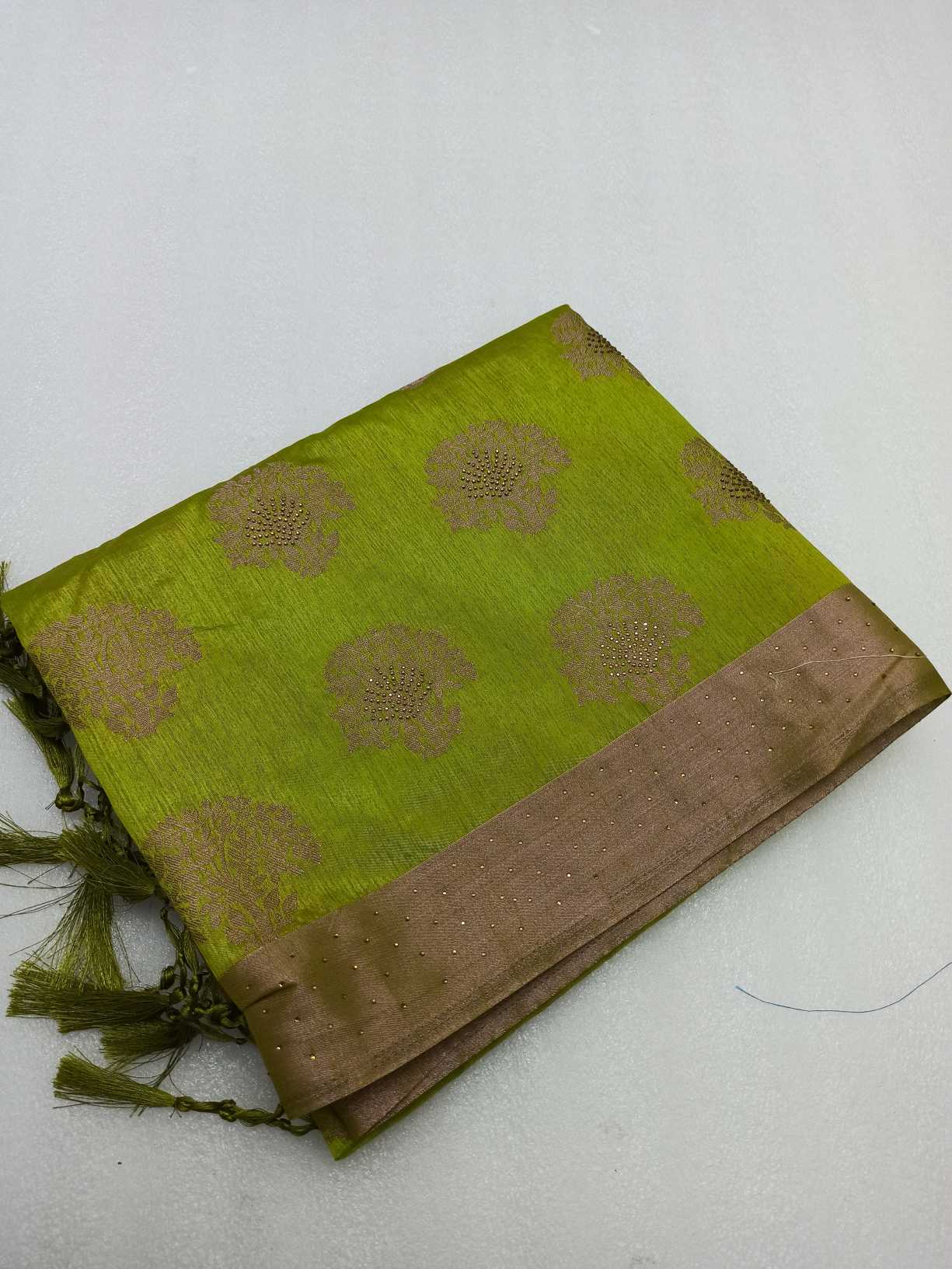 Raw Silk saree With Stone Work